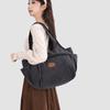 Vintage Women's Bag Large Capacity Canvas Tote Bag Solid Color Portable Shoulder Bag