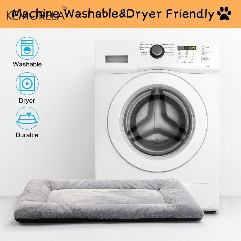 Ultra Soft Dog Beds Crate Pad - Washable Anti-Slip Kennel Sleeping Mat for Medium to Large Dogs Cozy Two Sizes Available