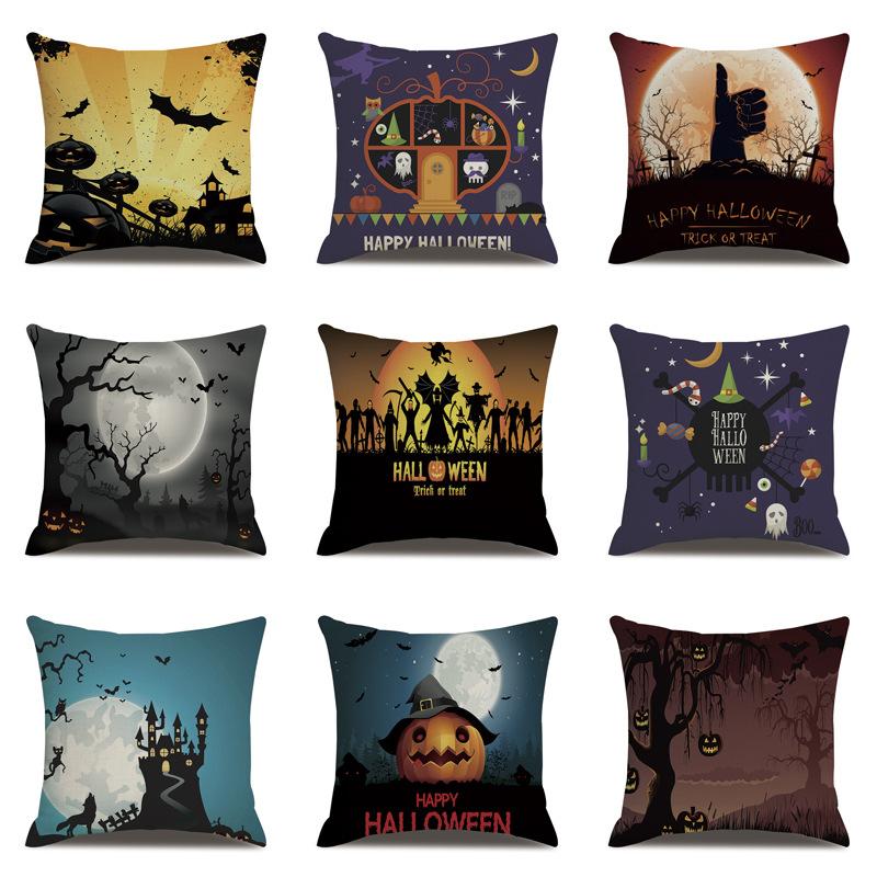 Halloween Linen Pillow Cover Printed Pillow Cover