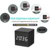 ABIY Square Wooden LED Digital Alarms Clock Wooden Retro Luminous Clock LED Bedside Table Desktop Clock Mini Digital Clock