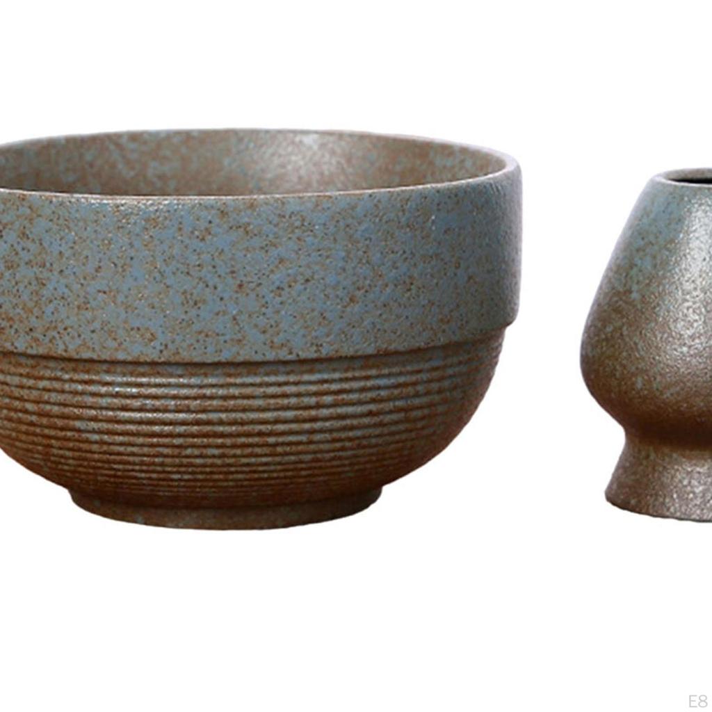 4 Pieces Matcha Bowl Bamboo Whisk and Holder Tea for Lovers Ceremony Tools