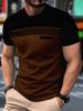 Summer Men's Short-sleeved T-shirt, with a Casual and Fashionable Round-neck Short-sleeved Striped Patchwork Design, Is Made of Comfortable and
