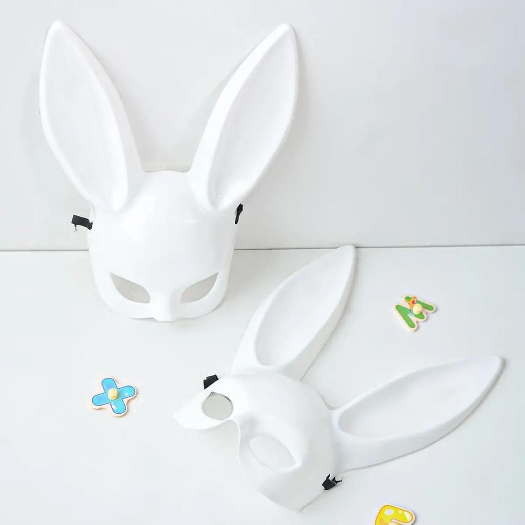 Fun Anime Black White Rabbit Mask Halloween Party Decoration Party Girl Sexy Long Ears Rabbit Bunny Mask Costume Cosplay