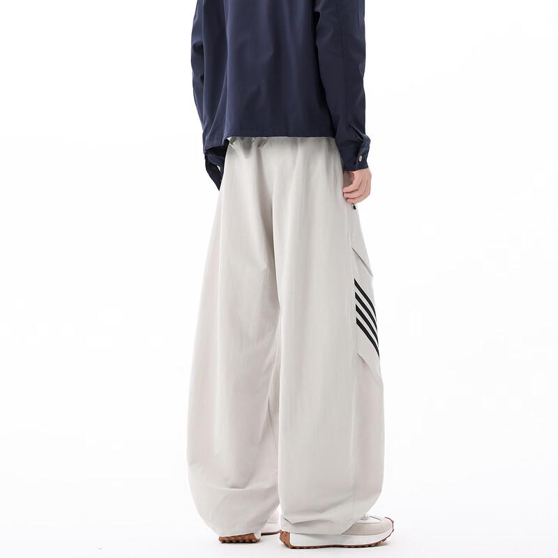 Mark Fairwhale Men's American Retro Striped Loose Straight-Leg Sweatpants