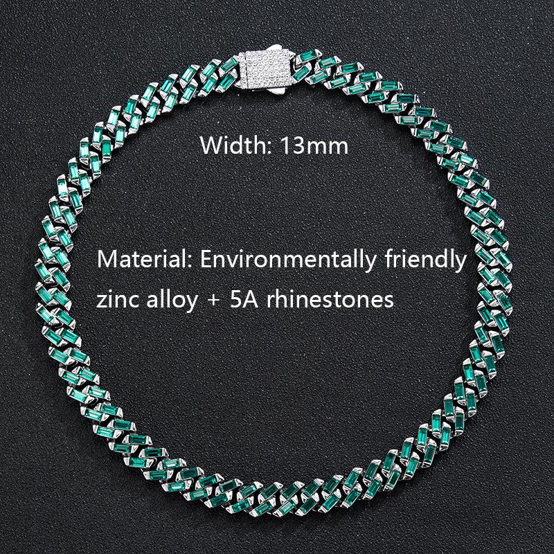 European & American 13mm Diamond-Studded Cuban Chain: Hip-Hop Fashion Pendant for Couples