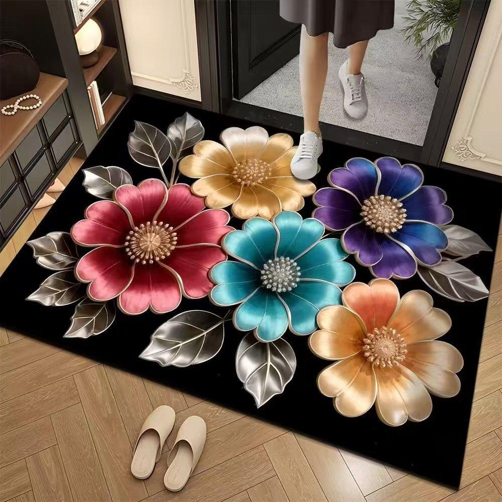 Floral Floor Mats Bathroom and Toilet Absorbent Anti Slip Floor Mats Entrance Door Mats Entrance Door Mats