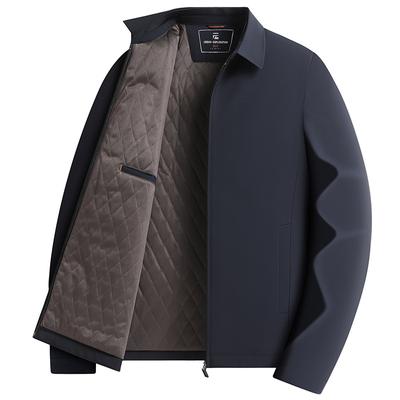 Autumn and Winter Mulberry Silk Lapel Zipper Version Middle-aged Business Light Cotton-padded Casual Warm Jacket
