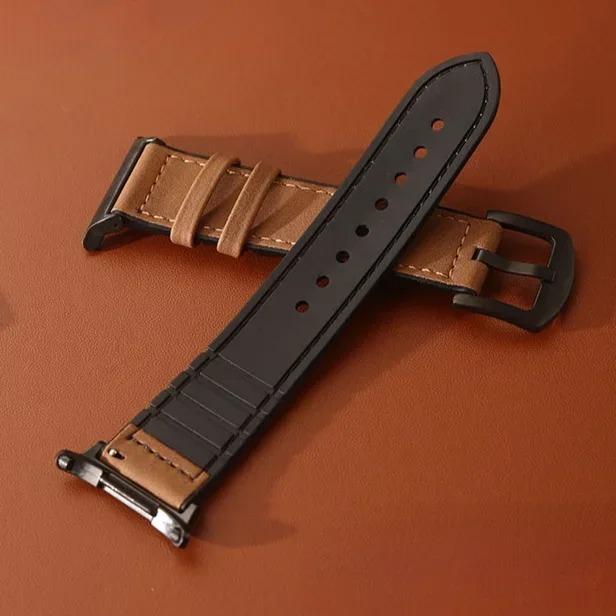 Leather Business Band for Samsung Galaxy Watch 8 Classic 46mm 44mm 40mm No Gaps Men Bracelet for Galaxy Watch 7 Ultra 47mm Luxury Curved End Strap