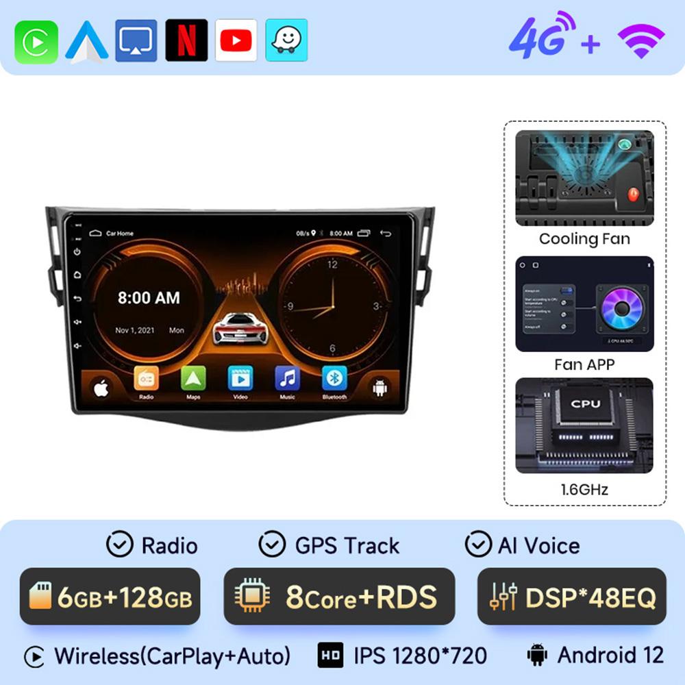 JIUYIN Radio for Toyota RAV4 RAV 4 2005 - 2013 Wireless CarPlay Android Auto Car Multimedia Player GPS 2 din autoradio