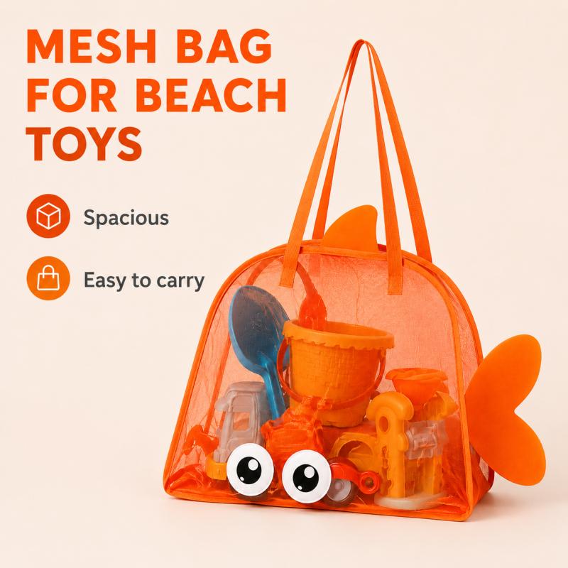 Large Capacity Mesh Beach Toy Bag For Kids Outdoor Sand Toys Storage, Lightweight Carry Bag With Handles For Beach, Travel And Home