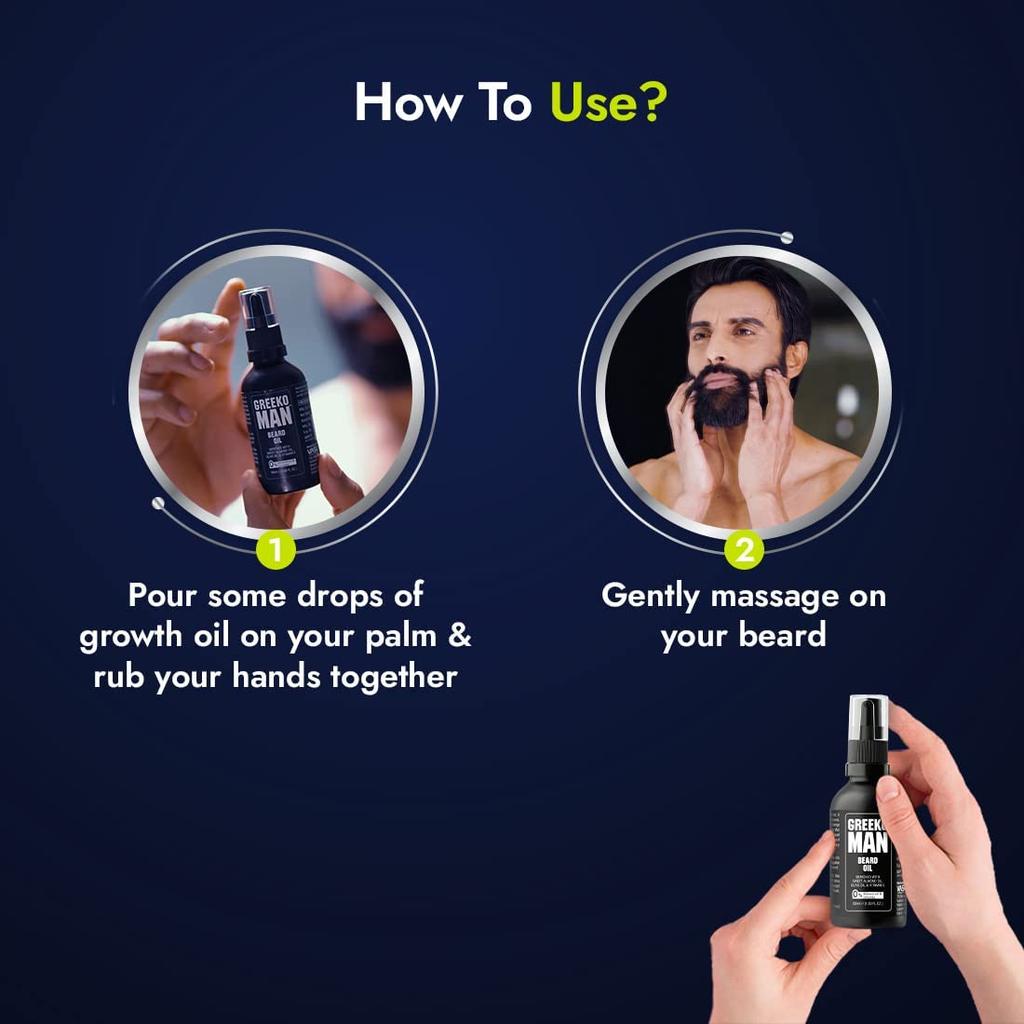 Vasu Greeko Man Beard Oil 50ML Pack of 1 for Soft, Shiny Beard and Healthy Beard Growth