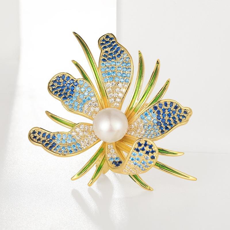 Orchid Brooch, High-end Women's Exquisite and Light Luxury Pearl Brooch, Niche Design Sense, Unique and Elegant Brooch