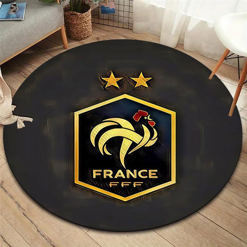 France National Football Team Round Area Rug,Carpet Rug for Living Room Bedroom Sofa Playroom Decor,Non-slip Floor Mat