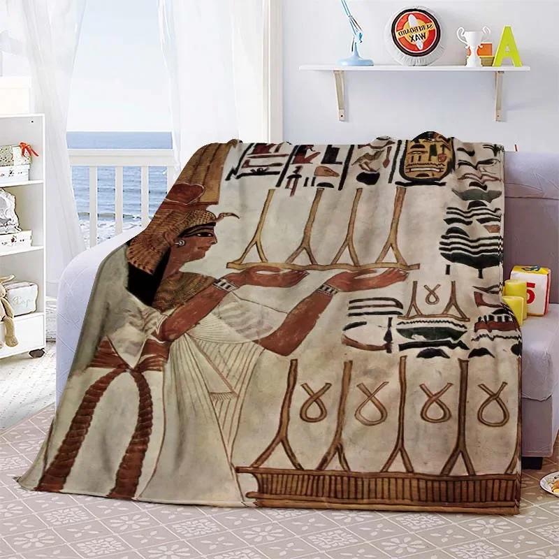 Ancient Egyptian Civilization Flannel Blanket The Ancients Daily Printed Warm Throw Blanket for Sofa Bedroom Office Plush Quilt