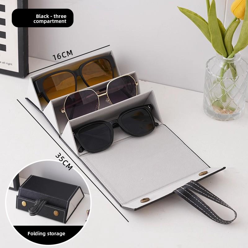 Portable Glasses Sunglasses Multi Grid Folding Travel Portable Storage Box