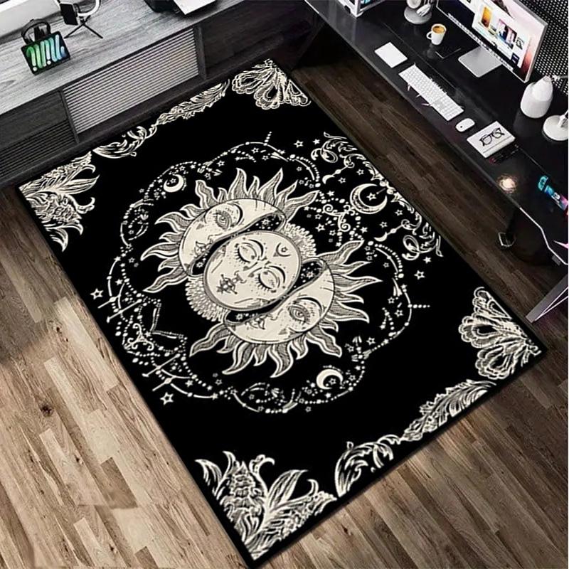 1Pc Sun and Moon Print Rug - Home Decoration Carpet For Living Room Bedroom Flooring Computer Chair Area Rug