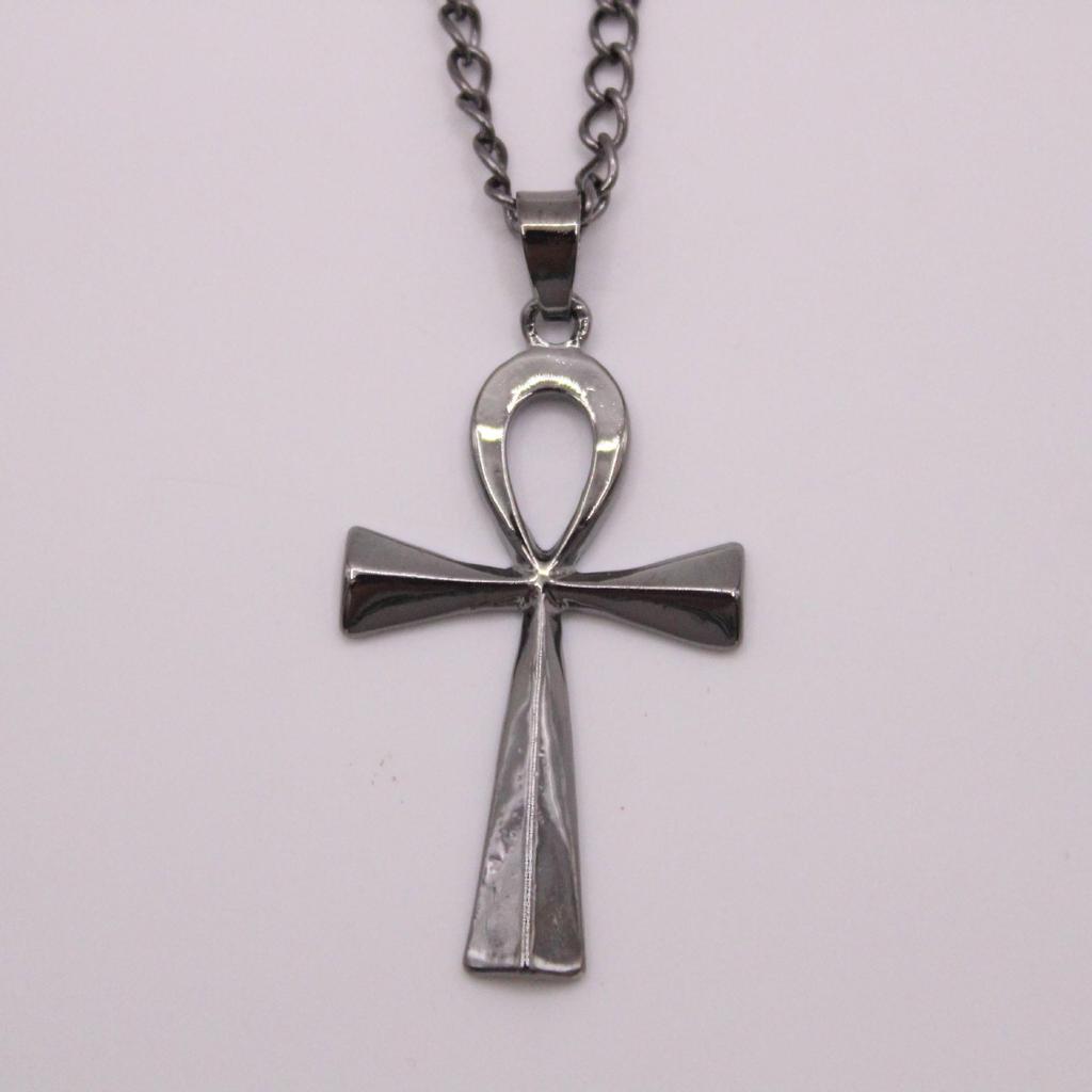 European & American Cross Necklace with Ancient Egyptian Ankh Pendant for Men