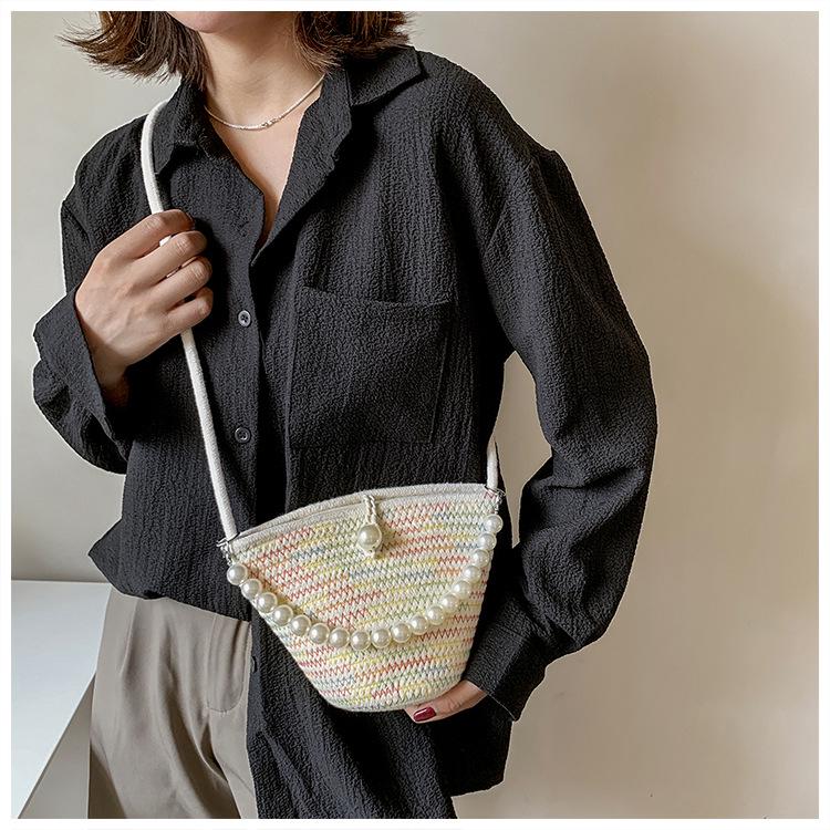 Korean Style 2025 Women's Straw Woven Bucket Bag - Fashionable and Unique Crossbody Shoulder Bag