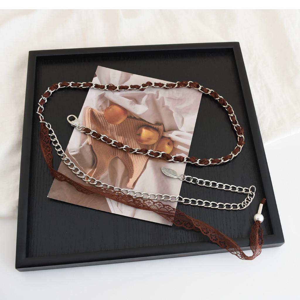 Small Fragrance Style Womens Waist Chain With Lace Chain Tassel Decor For Dresses