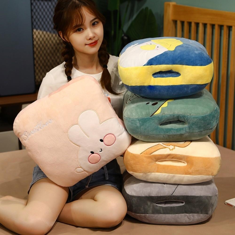 New Cute Cartoon Plush Pillow Portable Folding Sofa Back Cushion Multifunctional 3-in-1 Office Nap Cushion Blanket