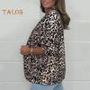 Chaqueta de traje de mujer con solapa, manga larga, un solo botón, estampado de leopardo en bloques de color, corte ajustado, ropa informal de negocios
