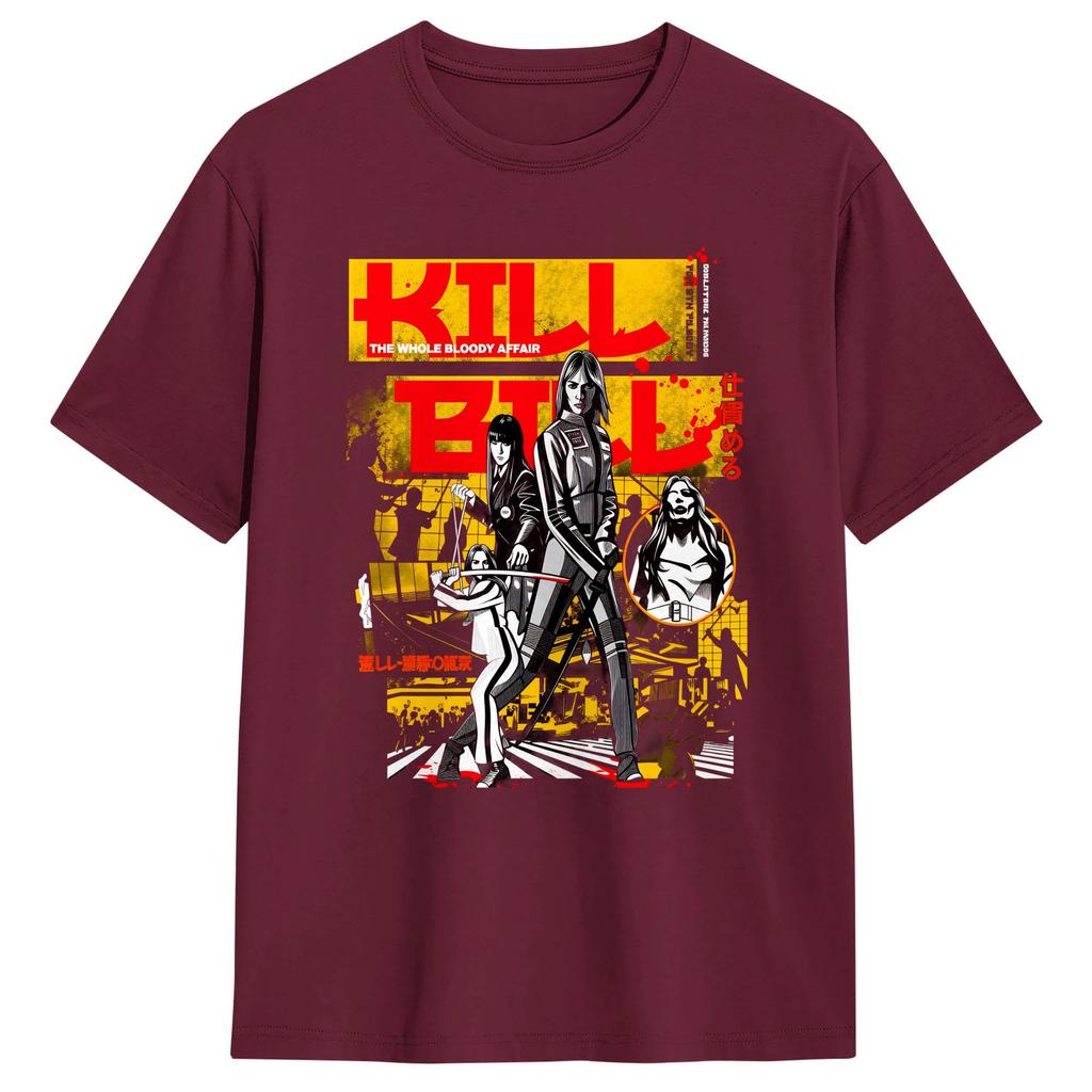 KILL BILL THE WHOLE BLOODY DROP Pure Cotton TShirts Trendy Cool Tee Shirt for Unisexs Summer Y2K Basic Print Short Sleeve Tees