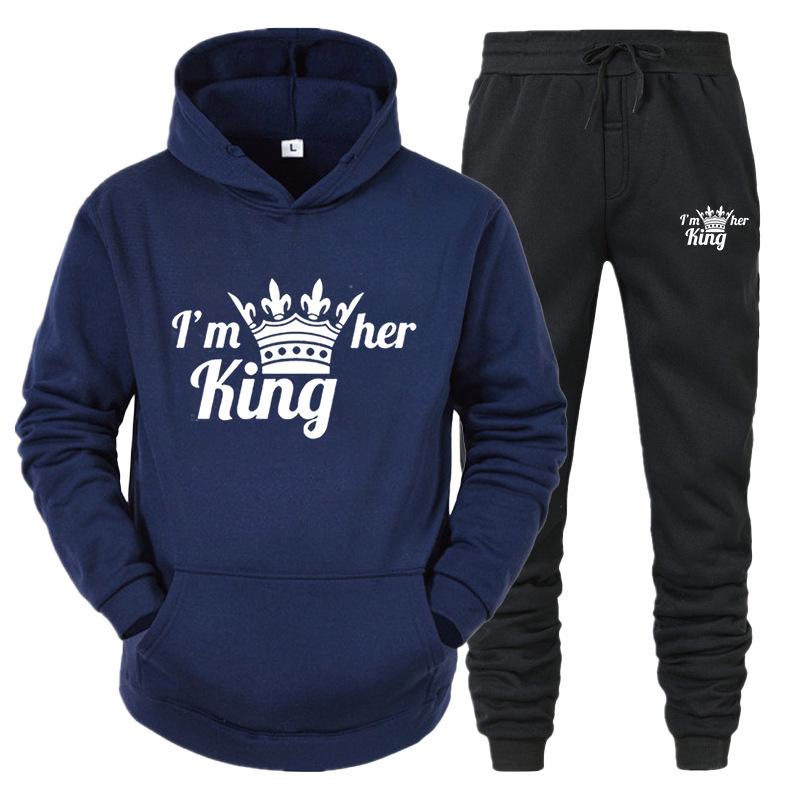 KingQueen Unisex Couple Hoodie & Sweatpants Set - Casual Sportswear