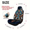 2pcs Geometric Colorful Wolf Pattern Universal Car Seat Covers | Soft Washable Polyester Fiber, Machine Washable, Enhances Styli