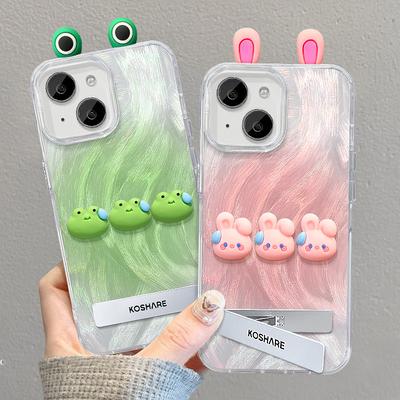 Vhodné pro pouzdro na mobilní telefon Apple 15pm Léto IPhone 14 Potící se žabí panenka Neviditelný stojánek 13 Peříčková příze IMD