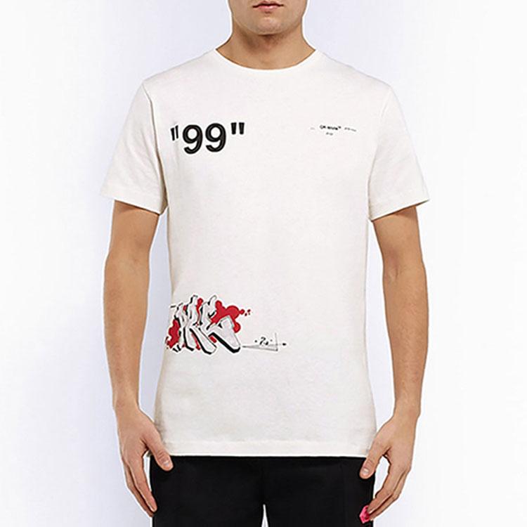Off-White Graffiti Print Short Sleeve T-Shirt Men Tops White OMAA027R191850060288