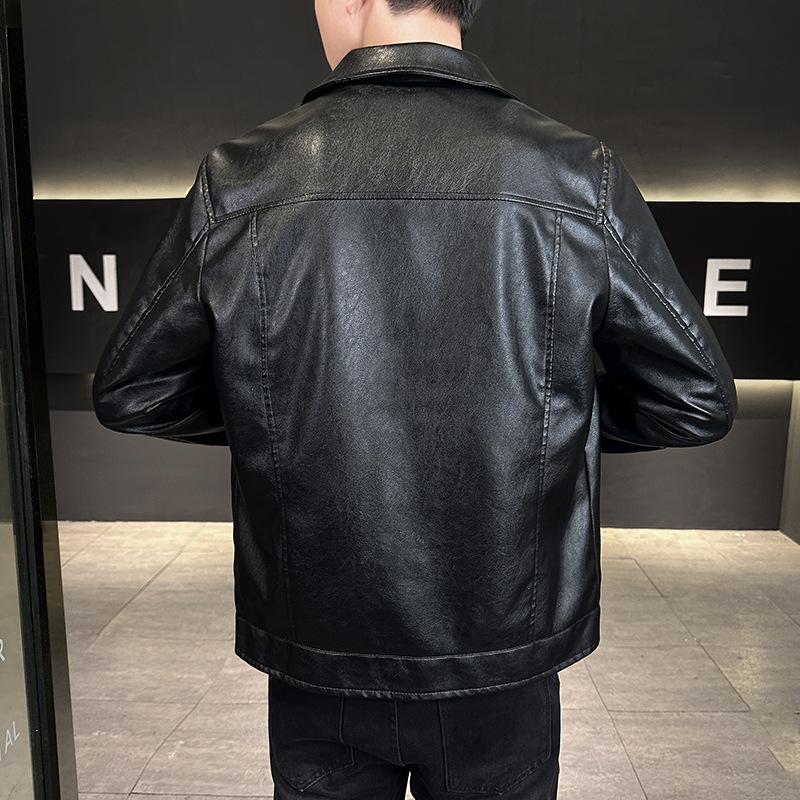Retro Soft Leather Clothes Men's Motorcycle Jackets Trendy and Handsome Slim Versatile