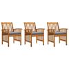 Day and Night - Day and Night Garden Dining Chairs 3 Units with Solid Acacia Wood Cushions