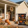 Double Sided Garden Flags Set 2 for Halloween and Thanksgiving Outdoor Yard Decor Polyester 18 Inch by 12 Inch