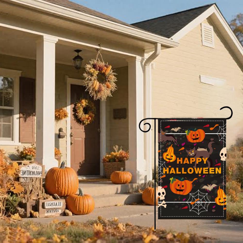 Double Sided Garden Flags Set 2 for Halloween and Thanksgiving Outdoor Yard Decor Polyester 18 Inch by 12 Inch