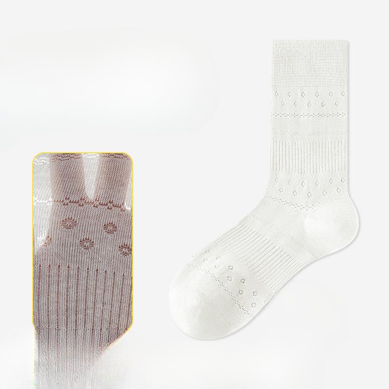 

Женские летние тонкие сетчатые дышащие однотонные носки с ворсом до середины голени 1 pair белый