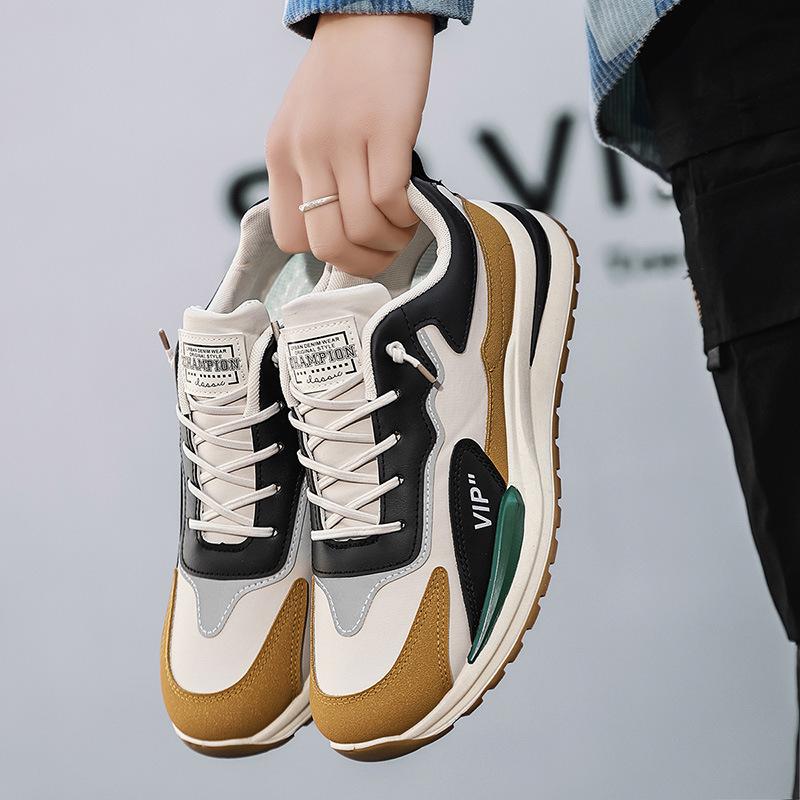 Spring and Autumn New Sports Shoes Men's Shoes Waterproof Casual Men's Shoes Lightweight Soft Sole Student Youth Running Shoes Leather Surface Tide