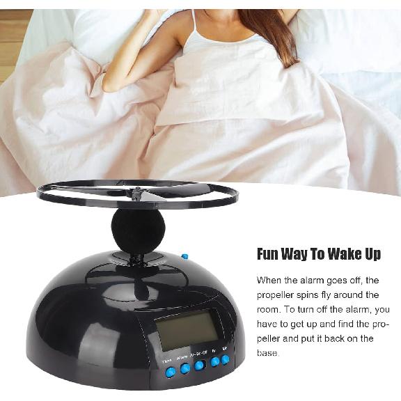 Novelty Digital LED Alarm Clock,Gadget Run Away Flying Alarm Clock for Bedroom/Office/Home/School,Rolling Helicopter Chopper Propeller Clock Creative