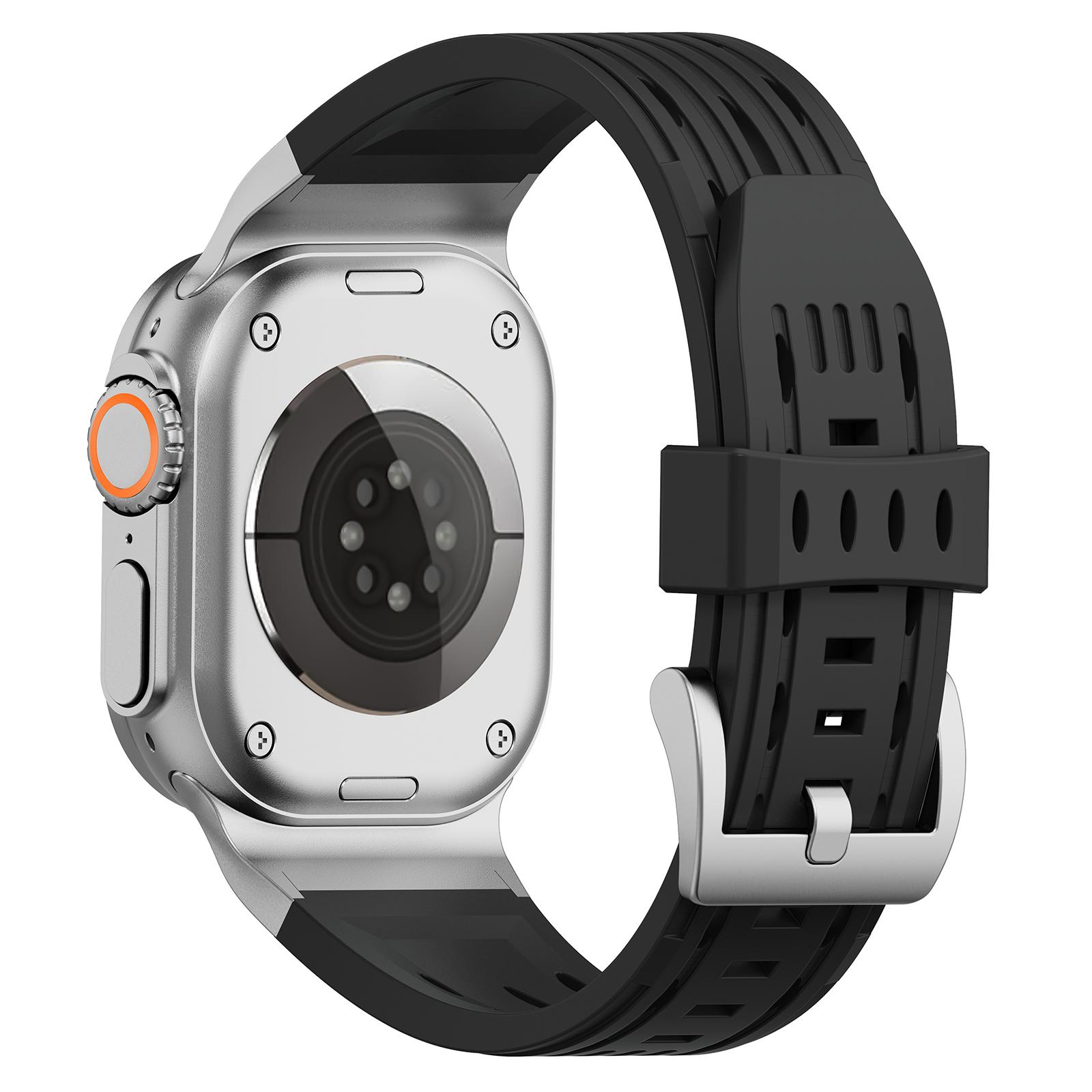 

Ремешок для часов с несколькими отверстиями для Apple Watch Series 10 46 мм/Ultra 2/Ultra 49 мм/9 8 7 45 мм/SE (2023) SE (2022) SE 6 5 4 44 мм/3 2 1 42 мм Black