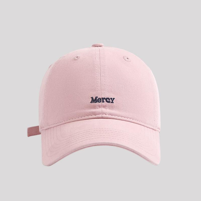 Simple embroidery soft top big head circumference red baseball cap women's summer wide brim sunshade versatile face small cap