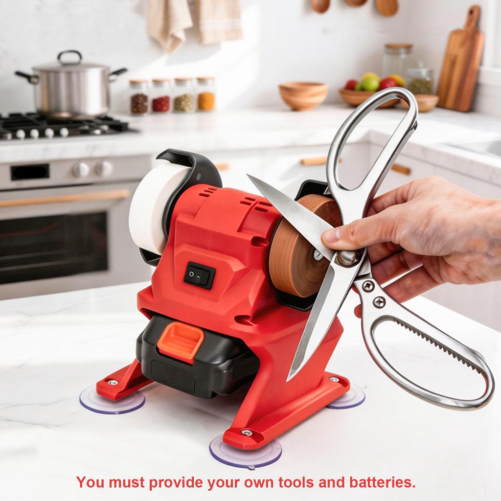 21V Cordless Electric Bench Grinder Multi-Functional Dual Wheel Grinding Machine for Sharpen Knives Drills Steel Rust Removal