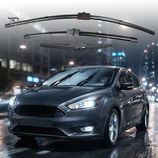 Weather-Proof Wiper Blades 3Pcs/Set Car Kit for Ford Focus 2005-2011, 26/17/14-inch Front Replacement Wipers Rear Kit, Auto Windshield Beam