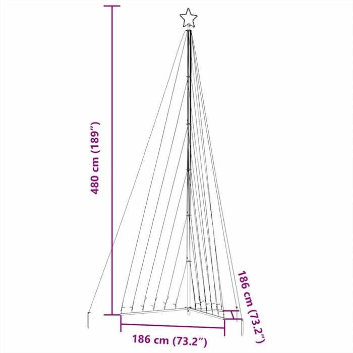 VidaXL Sapin de Noël à LED 789 LED blanc chaud 476 cm, lumière de Noël, lumière de Noël LED, lumière de Noël extérieure, 4016444
