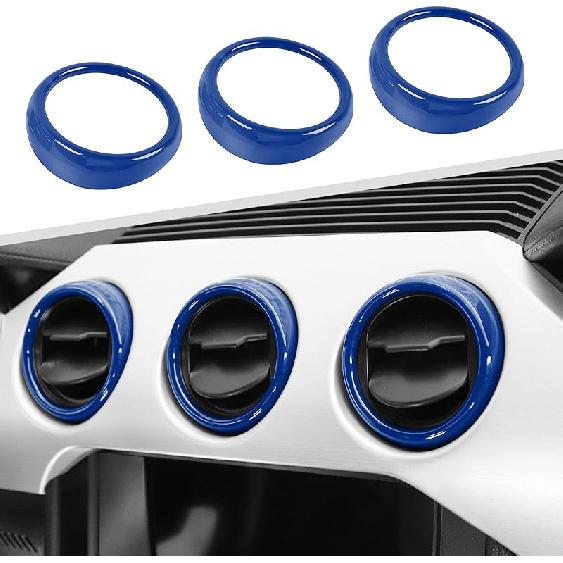 Jimen Compatible with Ford Mustang 2015-2023, 3PCS Center Console Dash AC Vent Cover Trim Ring (Carbon Fiber)