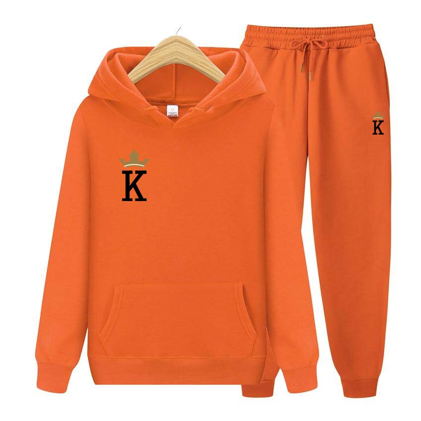 Tracksuit 2 Pieces Set Unisex Hoodies Fleece Sweatshirt+Pants Suit Hoodies Jogger Hoodies Set K Print Long Sleeve Hoodie Jogging
