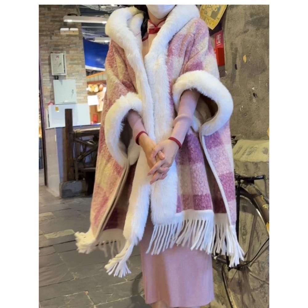 Winter Hooded Cape Poncho - Fleece Lined Extra Thick Mid-length Eco-friendly Outerwear