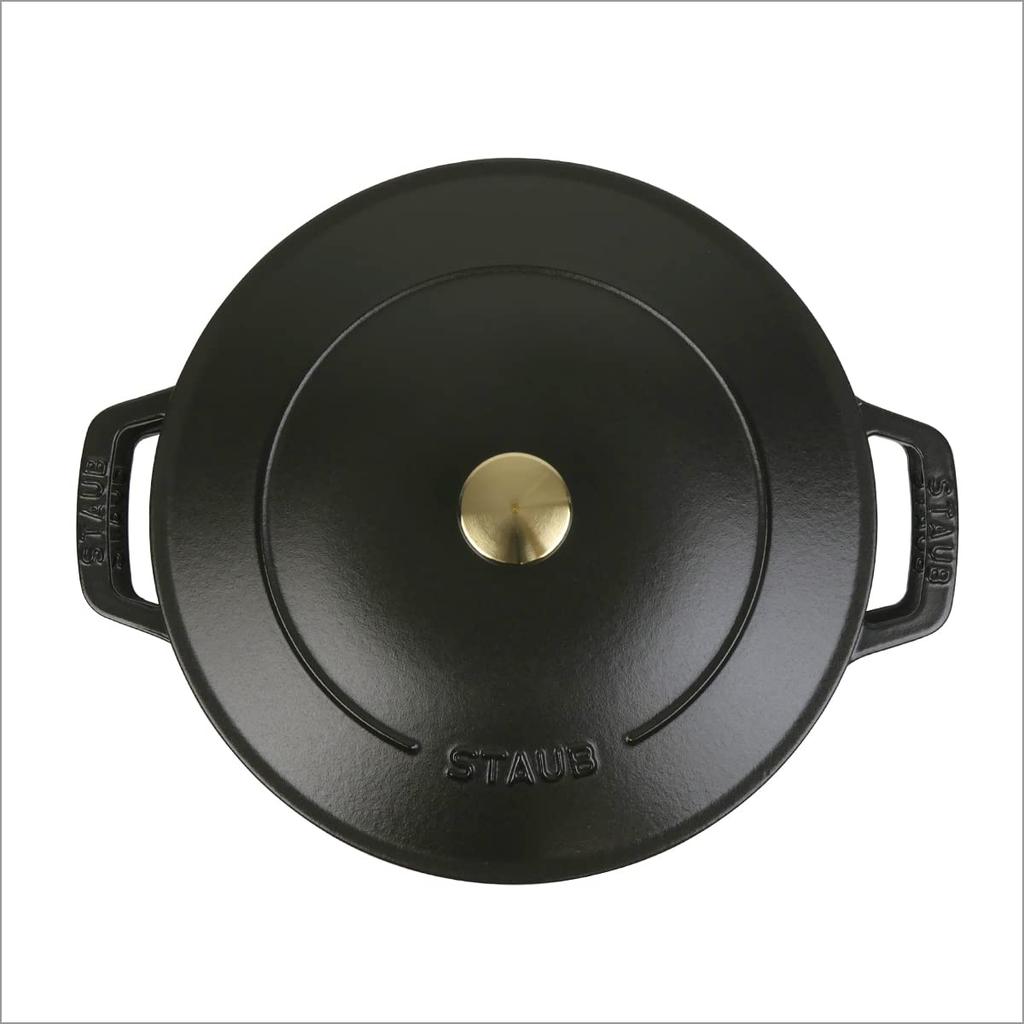 Staub Pot 24cm Stackable Cocotte and Frying Pan 3pcs Set Black Enamel Pot IH Compatible Two-handed [item]