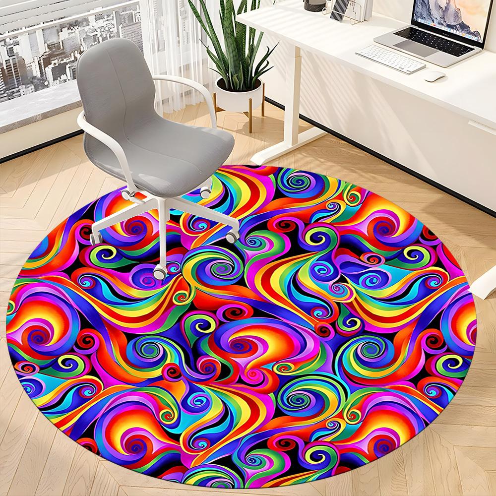 1pc Psychedelic Swirls Chair Carpet for Office, Soft Flannel Throw Mat, Perfect for Office,Holiday Party Decoration Choice Yy251113108