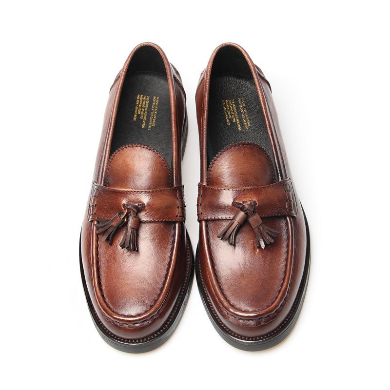 Handmade Design Slip On Loafers For Men Business Formal Shoes Genuine Leather Breathable Men Flats Fashion Tassel Soft Moccasins