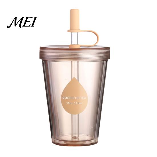 Lightweight Portable Water Bottle Drinking Straw Cup, Leak-proof PC Bottle, Durable Leak Proof for Students Anti-fall And Office Use Plastic Cup