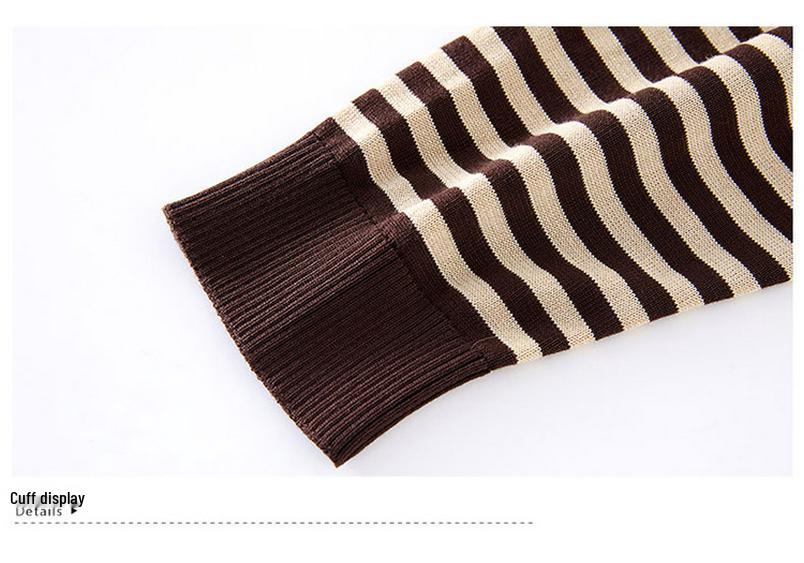 2026 Women's Autumn Striped Knit Sweater with Wool Collar